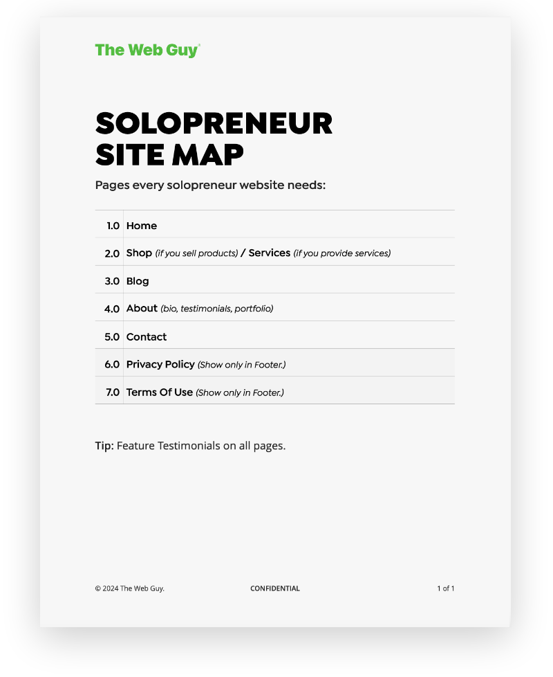 The Web Guy’s Solopreneur Site Map