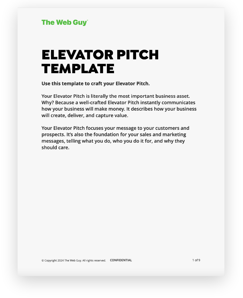 The Web Guy’s Elevator Pitch Template